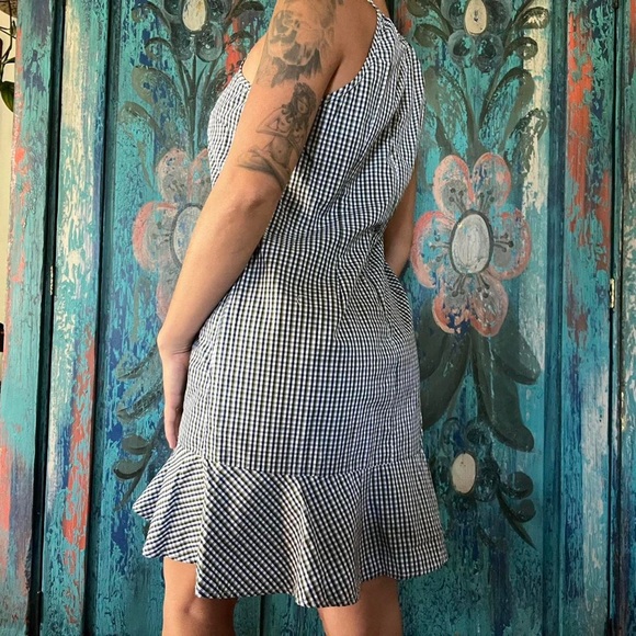 Gingham dress blue green white with pockets - Picture 4 of 5